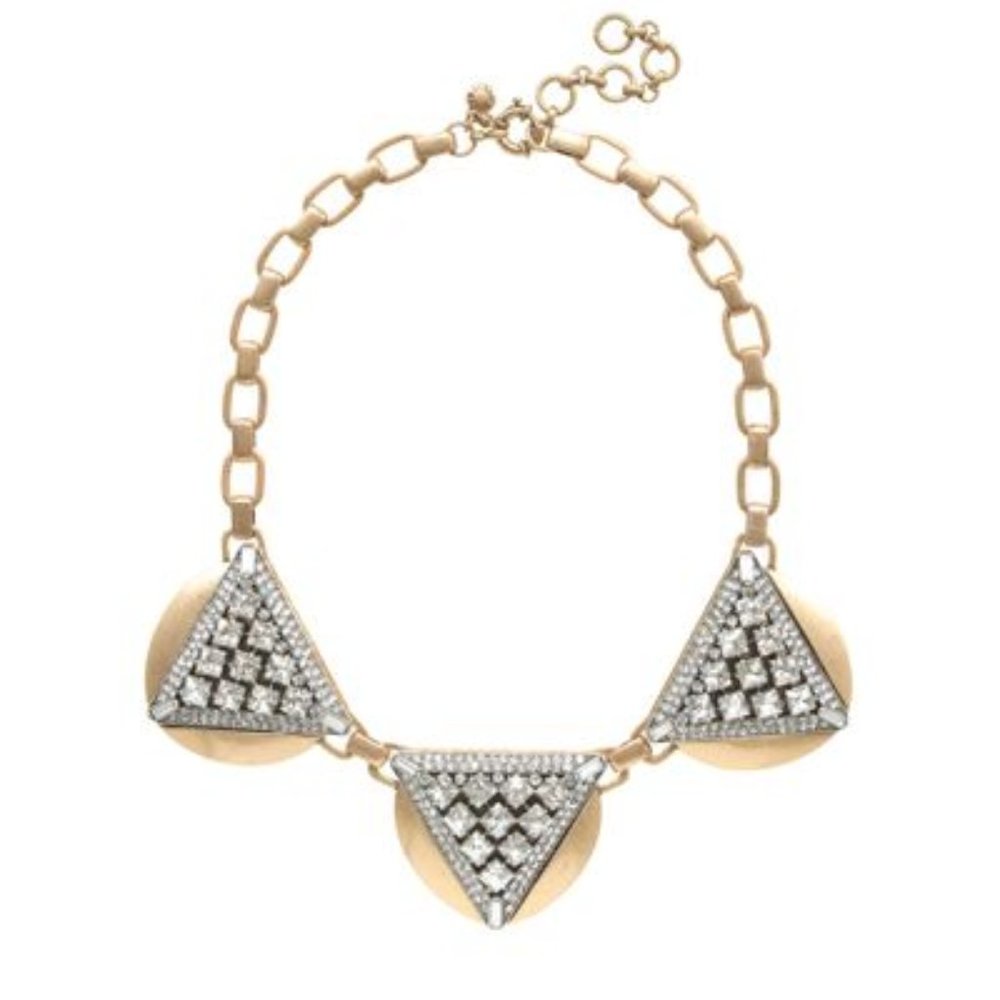 J. CREW Metallic Crystal Triangles Necklace
